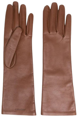 Saint Laurent logo-debossed 5-finger gloves brown 6395053YA26 - Farfetch