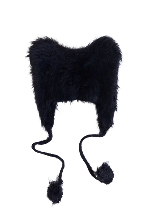 Black Knitted Cat Ear Hat | Jaded London