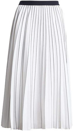 Stripe Pleated Midi Skirt