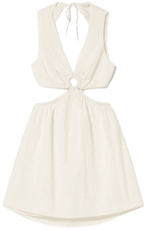 Mini dress with Swiss embroidery and cut out detail - Dresses - Woman | Bershka