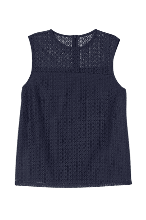 Sleeveless Lace Blouse - Dark blue - Ladies | H&M US