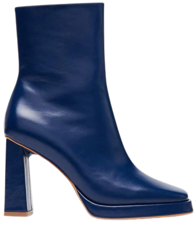 FREYA Navy Leather Square Toe Ankle Bootie | Women's Booties – Steve Madden