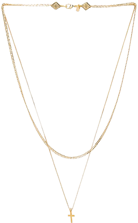 Vanessa Mooney Simple Layered Chain Cross Necklace in Gold | REVOLVE