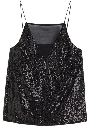 Jersey Camisole Top - Black/sequins - Ladies | H&M US