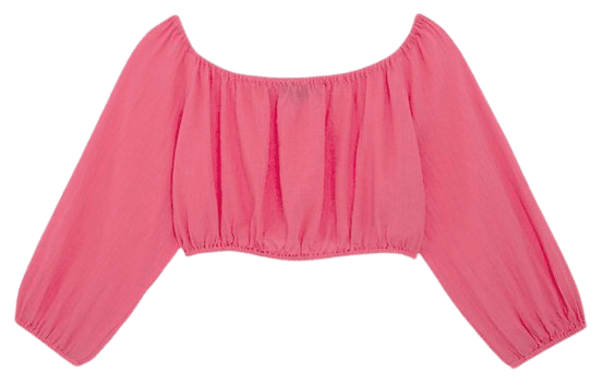 pink cheesecloth crop top