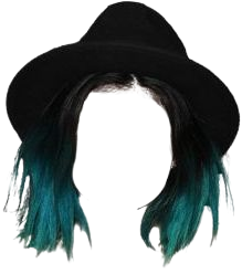 Black Hair Ombre Short Blue PNG