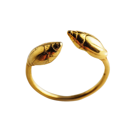 Twin easy seashells - adjustable ring - silver 925 - gold plated – Agapis Jewellery