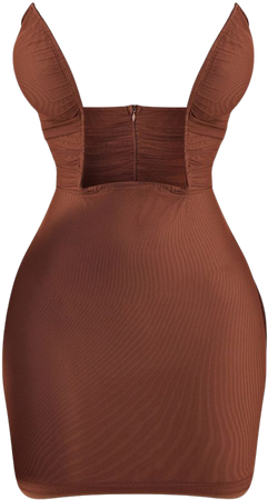 Brown Mesh Detail Open Bust Dress | PrettyLittleThing CA