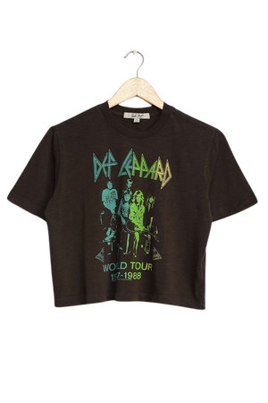 Junk Food Def Leppard World Tour - Cropped Graphic Tee - Band Tee