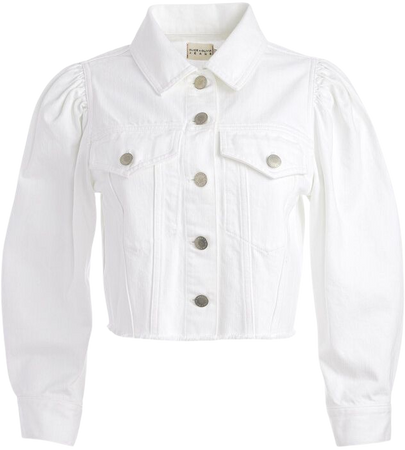 Lana Puff Sleeve Denim Jacket In White | Alice And Olivia