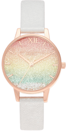 Olivia Burton Rainbow Glitter Ombré Wishing Watch, 30mm | Nordstrom