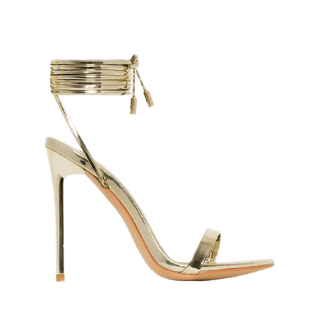 Whitney Gold Mirror Tie Up Stiletto Heels