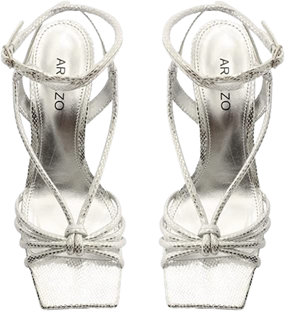 Amazon.com | AREZZO Women's Nida Square Toe Strappy Heeled Sandal | Pumps