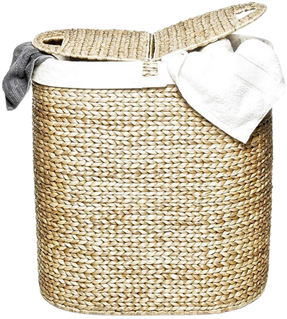 Amazon.com: Seville Classics Water-Hyacinth Lidded Oval Double Laundry Hamper, Hand-Woven: Home & Kitchen