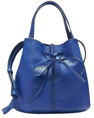 Italian Leather Bow Bucket Bag
