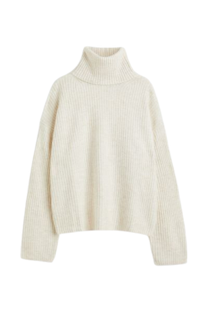 Oversized Turtleneck Sweater - Cream - Ladies | H&M US