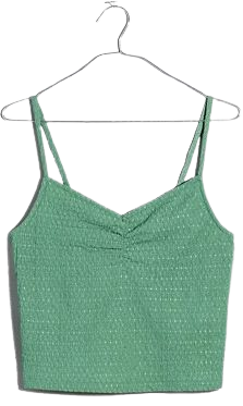 Crinkled Ruched-Front Cami Tank Top