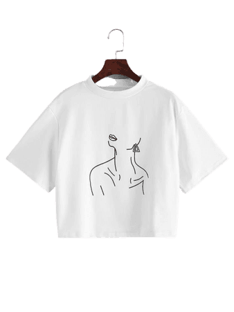 [32% OFF] 2020 Outline Graphic Basic Tee In WHITE | ZAFUL