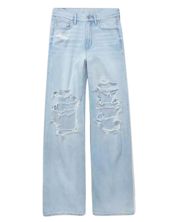 AE Dreamy Drape Super High-Waisted Baggy Ultra Wide-Leg Jean  Wide leg  jeans outfit, Ultra high waisted jeans, High waisted baggy jeans
