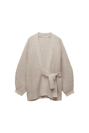CROSSOVER KNIT CARDIGAN WITH TIE | ZARA United States