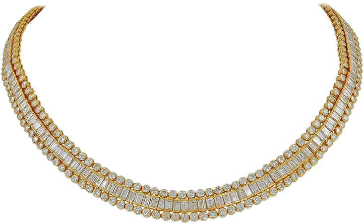 Cartier Tapered, Baguette, Round Diamond Necklace, 38 Carat For Sale at 1stDibs