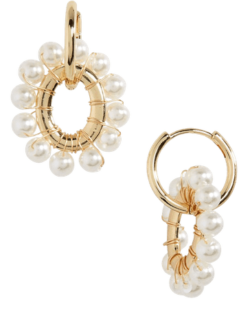 BP. Imitation Pearl Circle Drop Hoop Earrings | Nordstrom