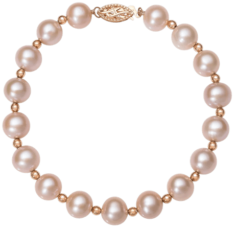 Belle de Mer Pink or White Cultured Freshwater Pearl (7-1/2mm) Bracelet in 14k Rose Gold