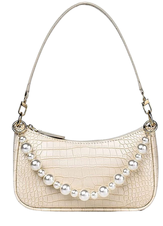 Pearl chain cream bag