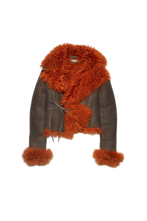 Acne Studios - Shearling fur leather jacket - Rust orange