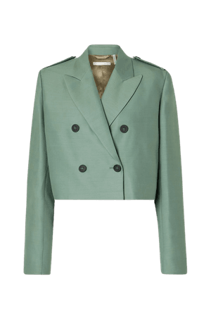 Gray green Cropped wool and silk-blend blazer | Helmut Lang | NET-A-PORTER