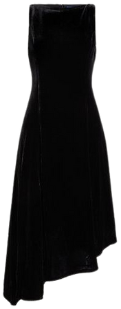 Asymmetrical-Hem Velvet Cocktail Dress