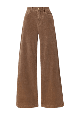 Le Palazzo Wide-leg Cotton-blend Corduroy Pants - Light brown