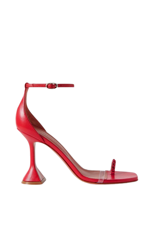 Red Oya crystal-embellished leather and PVC sandals | Amina Muaddi | NET-A-PORTER