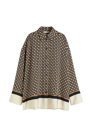 Oversized Blouse - Dark beige/patterned - Ladies | H&M US