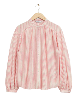 Loose-Fit Cotton Blouse - White/Pink Striped - Blouses - & Other Stories US