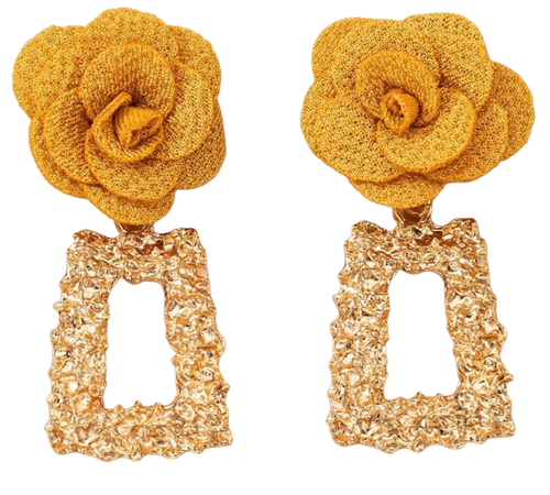 orange gold flower earrings