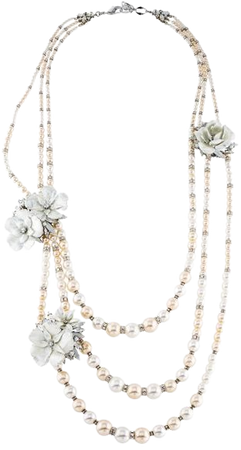 Erickson Beamon Faux Pearl, Crystal Floral Multistrand Necklace - Necklaces - ERK21159 | The RealReal
