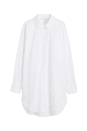 Long Cotton Shirt - White - Ladies | H&M US