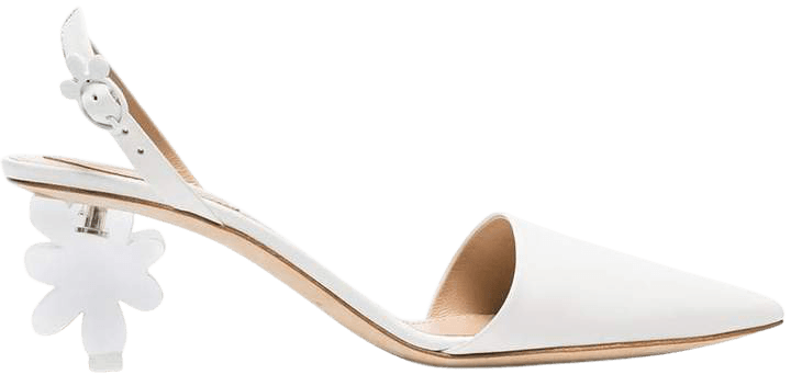 white 55 floral plexiglass heel leather pumps