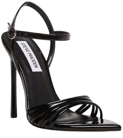 WENDY Black Patent Strappy Heeled Sandal | Women's Heels – Steve Madden