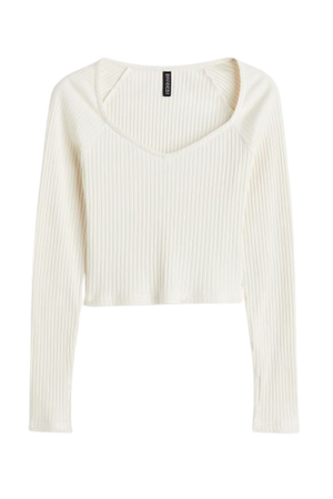 Rib-knit Top - White - Ladies | H&M US