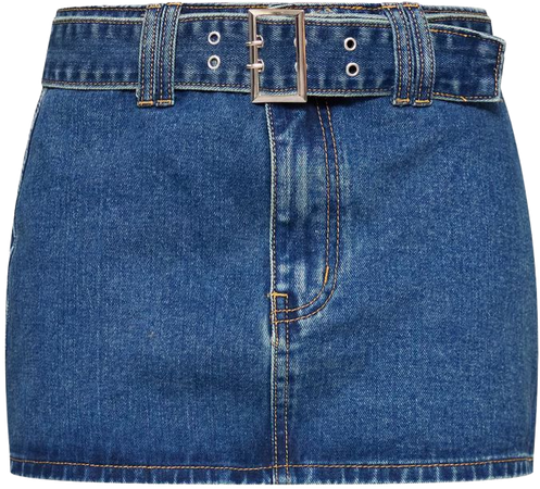 Indigo Vintage Wash Buckle Denim Mini Skirt | PrettyLittleThing USA