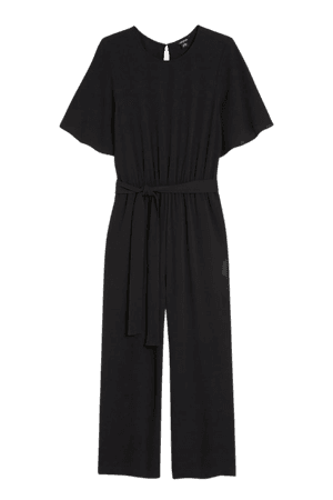Black belted short sleeve jumpsuit - Black - Monki WW