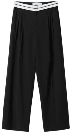 Wide-leg tailored pants with waist detail - Suits - Woman | Bershka