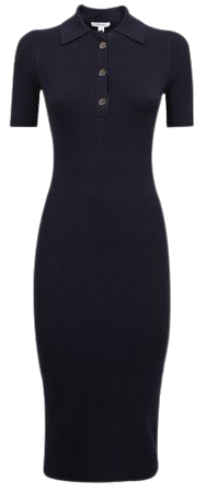 Reiss Remi Knitted Bodycon Polo Midi Dress | REISS USA