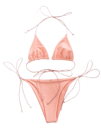 Halter Triangle Tie Side Bikini Swimsuit | SHEIN USA