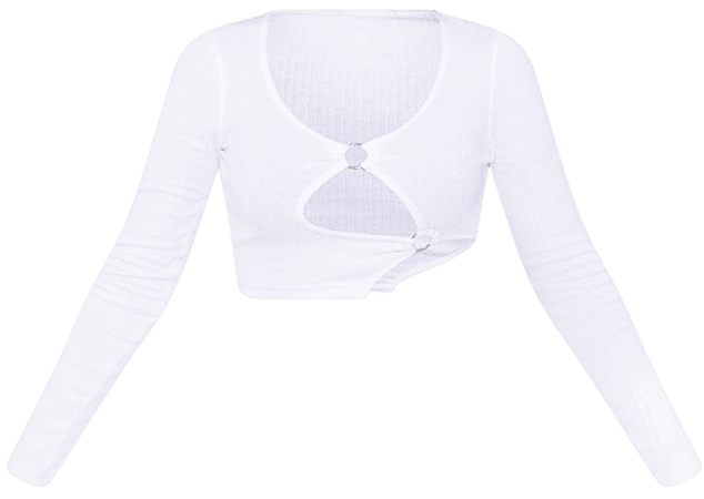 White Rib Ring Cut Out Crop Top | Tops | PrettyLittleThing USA