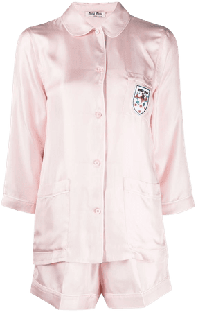 Miu Miu logo-patch Silk Pyjama Set