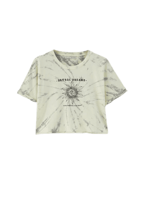 Cropped tie-dye T-shirt with sun detail - pull&bear