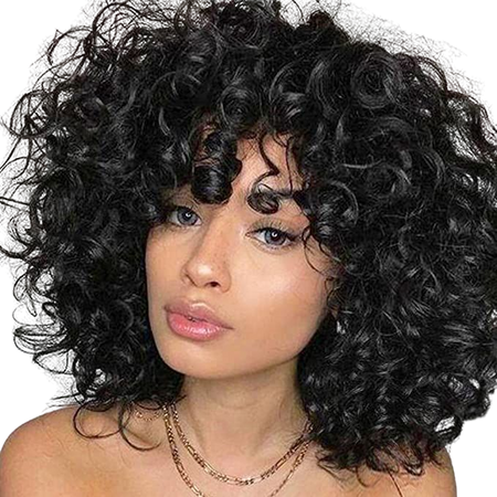 Amazon.com : Short Loose Curly Wigs for Black Women Afro Wig for Black Women Curly Wig for Women Synthetic Wigs for Women Fluffy Natural Wigs Half Wigs Soft Hair Black Wigs (#1B Natural Black) : Beauty & Personal Care